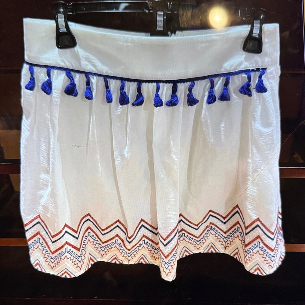 Love Fire White and Blue A-Line Skirt